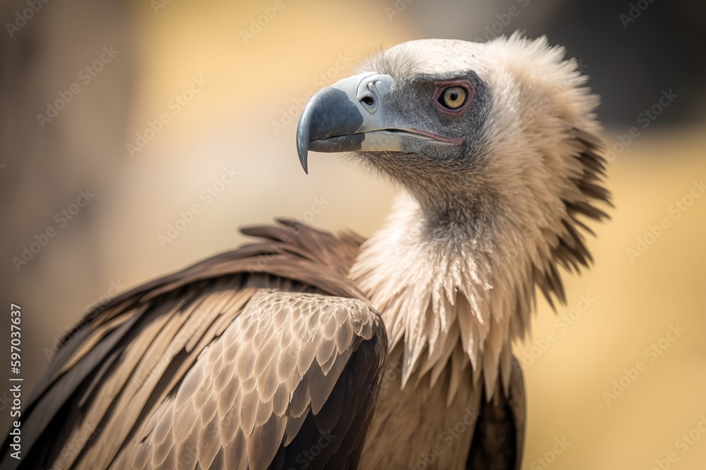 Poster griffin vulture captured in a natural setting with shallow depth of field generative ai