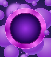 Abstract background with round plastic banner and floating balls