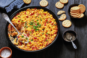 New Orleans Style Corn casserole in baking dish