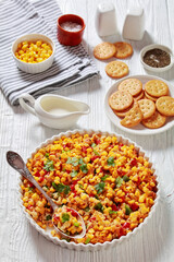 New Orleans Style Corn casserole in baking dish