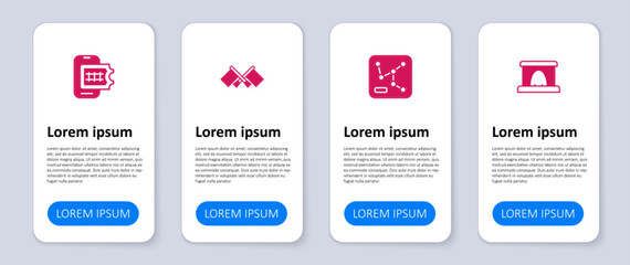 Set Railway tunnel, map, Flag and Online ticket booking. Business infographic template. Vector