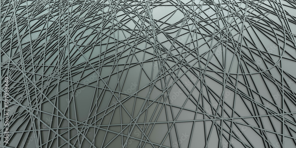 Poster a complex metal lattice structure with intricate lines and patterns 3d render illustration