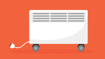 Air conditioner vector illustration in flat design style isolated on orange background.