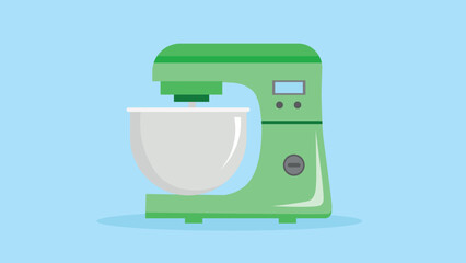 Kitchen mixer. Flat style vector illustration on light blue background.