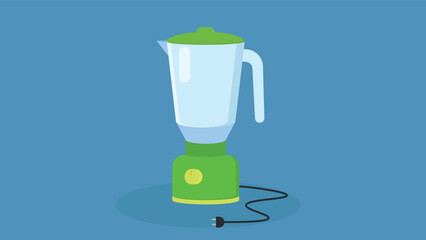 Illustration of a green blender with a cord on a blue background