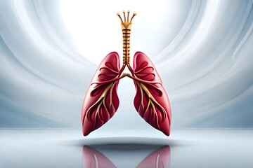 illustration of human lungs, red human lungs, generative AI
