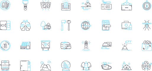 Digital innovations linear icons set. Disruption, Augmented, Virtual, Algorithm, Automation, Cryptocurrency, Cryptography line vector and concept signs. Cybersecurity,Data,Digitalization outline