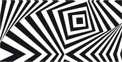 Abstract geometric pattern, black and white Optical illustration background, Geometrical curve wave lines.
