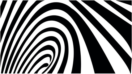 Vector Optical wave lines, geometric black and white waves wallpaper graphic design.Groovy Background. 