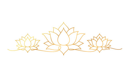 golden Lotus line art style. vesak day element vector eps 10