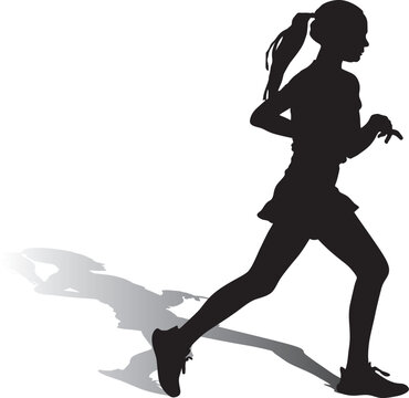 girl runner silhouette vector