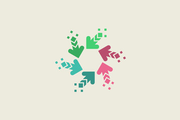 Illustration vector graphic of colorful round arrow move geometric. Good for symbol or logo