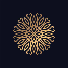 Abstracts Flower Pattern Gold Color Royal Mandala Design Vector for Background