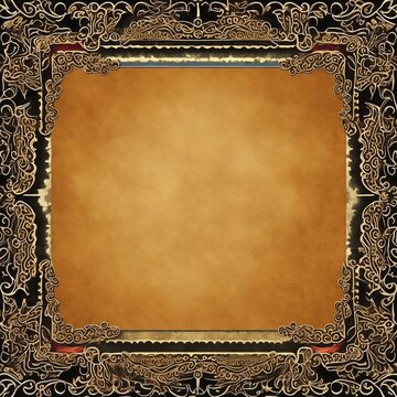 Vintage background with decorative border and frame for photos. Vintage frame and borders with copy space, AI Generated