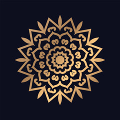 Colorful Gold Color Royal Mandala Design Vector for Background.