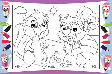 Fototapeta na wymiar coloring animal cartoon for kids