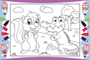 coloring animal cartoon for kids