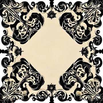 Illustration of a vintage frame with floral ornaments on a grunge background with AI Generated. Vector for a label, corporate identity, wedding invitation, card.