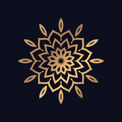 Flower Pattern Gold Color Royal Mandala Design Vector for Background