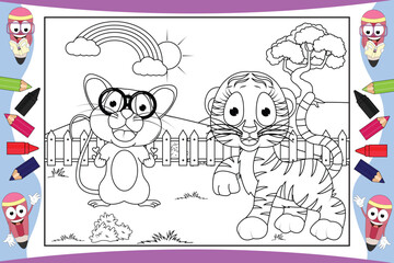 Fototapeta premium coloring animal cartoon for kids
