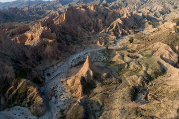 Aerial View of Badlands in Mond Mountain, Bushehr, Iran