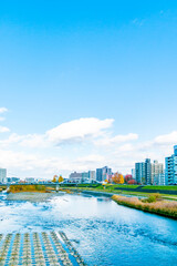豊平川の河川敷の風景（北海道札幌市）