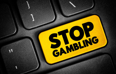 Stop Gambling text button on keyboard, concept background
