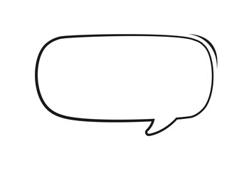 Rectangle speech bubble outline hand drawn line art. Retro empty comic bubble. Vector illustration doodle.