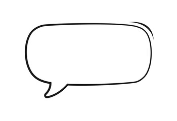 Rectangle speech bubble outline hand drawn line art. Retro empty comic bubble. Vector illustration doodle.