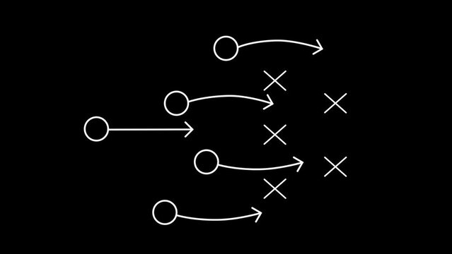 A plan for the team. Game strategy. Players on a black background.