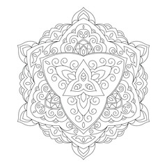 Mandala. Zentangle inspired zen doodle illustration with tribal boho chic ornaments. Mandala background. Oriental ornamental illustration.