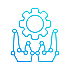 gear hand system automation gradient outline icon vector illustration