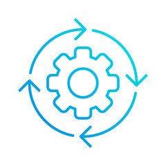 gear reload system automation gradient outline icon vector illustration
