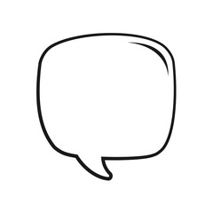 Square speech bubble outline hand drawn line art. Retro empty comic bubble. Vector illustration doodle.