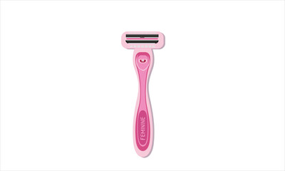 Female Feminine Pink razor isolated on white