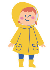 レインコートを着た子供のイラスト