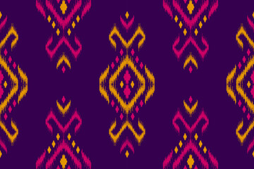 Fabric ikat pattern art. Ethnic seamless pattern traditional. American, Mexican style. Design for background, wallpaper, illustration, fabric, clothing, carpet, textile, batik, embroidery.