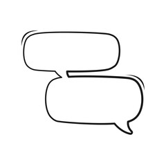 Comic speech bubble outline hand drawn line art. Multiple conversation dialogue template. Retro empty comic bubble. Vector illustration doodle.