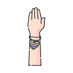 Obraz premium colorful symbol icon hand wearing love pendant bracelet