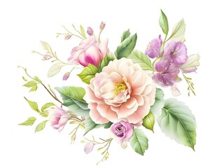 Mixed roses bunch with white background 8