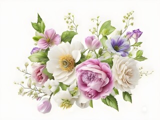 Mixed roses bunch with white background 1