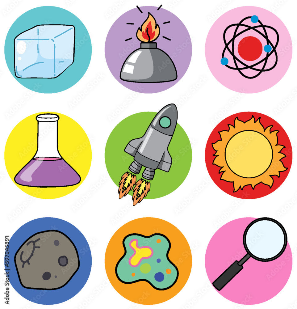 Wall mural Colorful Science Icons Vector Set