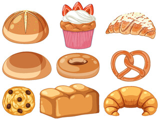 Set of bread and breakfast