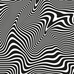 Vector optical wave illusion art background. black and white wallpaper.black lines on white background. illustration graphic design.EPS 10.