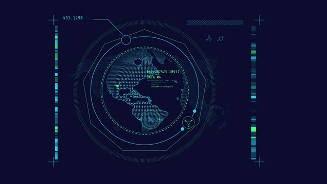 Looped animation of a globe between measuring scales HUD element.
