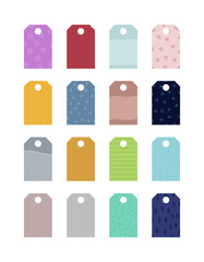 Collection of colorful hang tags with design