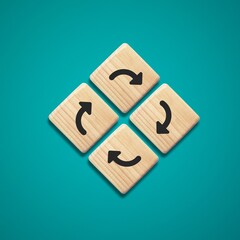 Set of wooden cubes blocks on background
