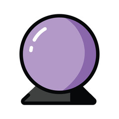 Crystal Ball Vector Flat Icon. Isolated  crystal ball, fortune teller,  clairvoyant gazes into to tell the future sign design.