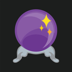 Crystal Ball Vector Flat Icon. Isolated  crystal ball, fortune teller,  clairvoyant gazes into to tell the future sign design.