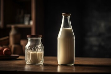 A milk bottle and an open milk bottle. Generative AI